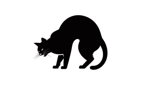 Aggressive Black Cat Vector Illustration