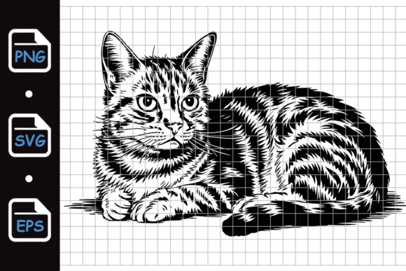 Black and White Tabby Cat Sketch