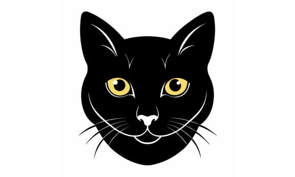 Black Cat Head Vector Illustration Review