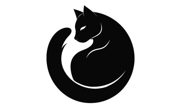 Black Cat Logo Design Minimalist
