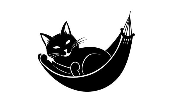 Black Cat Relaxing in Hammock