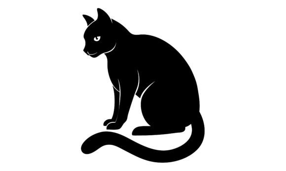 Black Cat Silhouette Sitting Against Review