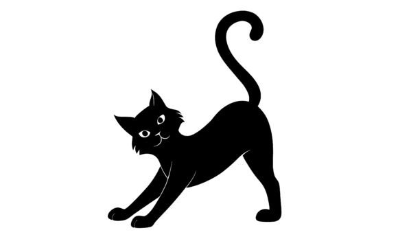 Black Cat Stretching with Curly Tail Review
