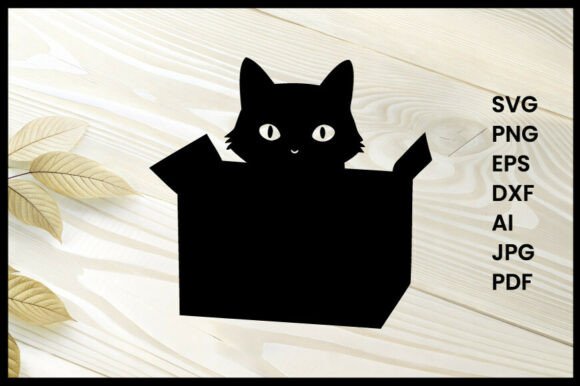 Cat Hiding in Box Silhouette Vector Review