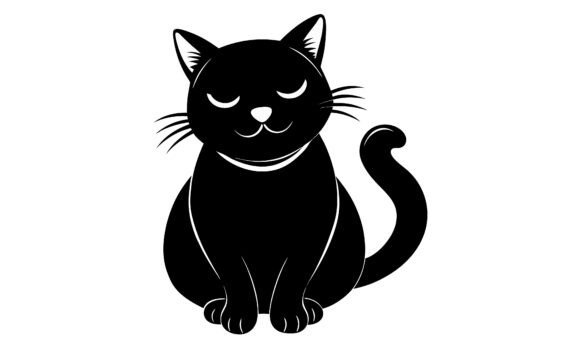 Cute Black Cat Sitting Silhouette Review