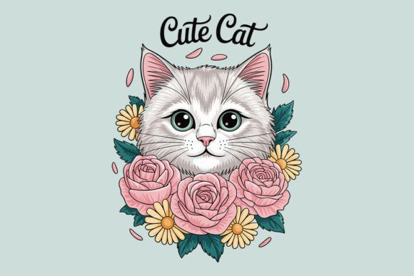 Free Cute Cat Floral Illustration Review