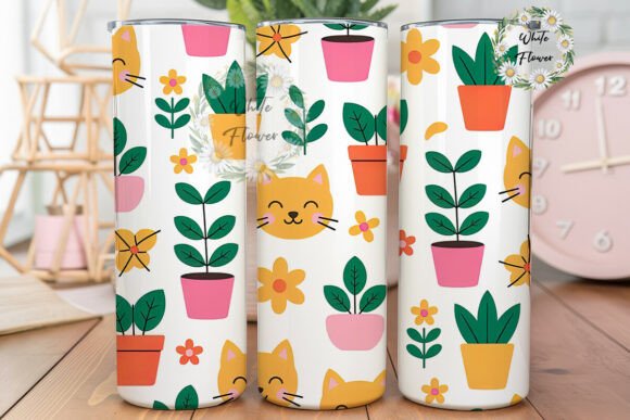 Kawaii Cat Plants 20oz Tumbler Wrap Review