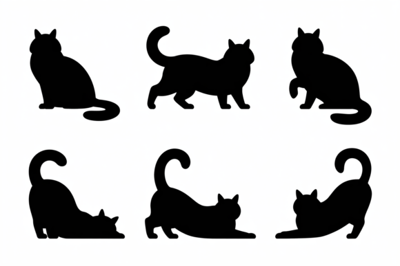 Silhouettes Black Cat in Various Poses Review