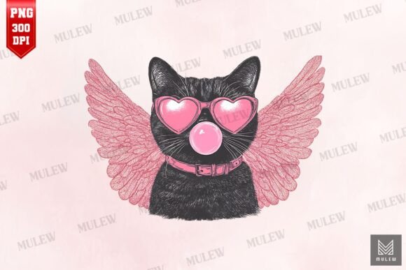 Valentine Cat Wings Sublimation PNG Review
