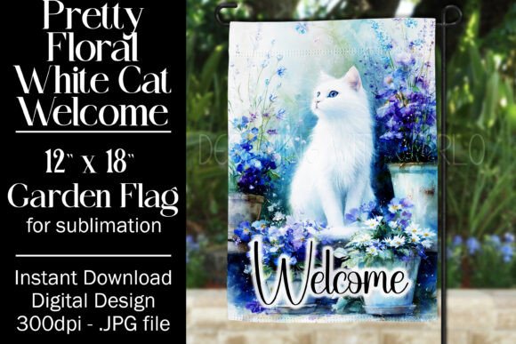 White Cat Garden Flag Sublimation Design Review